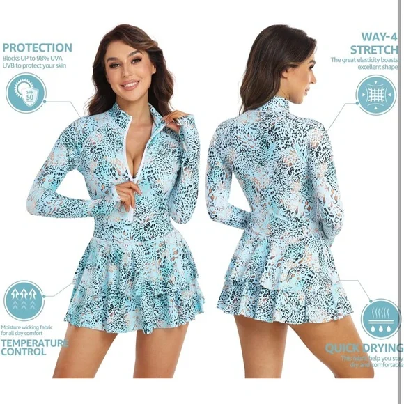 Long Sleeve Swimsuits UV UPF 50+ Swim - Picture 2 of 9